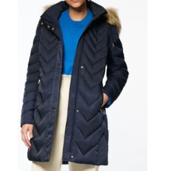 MARC NEW YORK Roxbury Matte Satin Puffer Coat Navy XS NWT - Picture 5 of 15